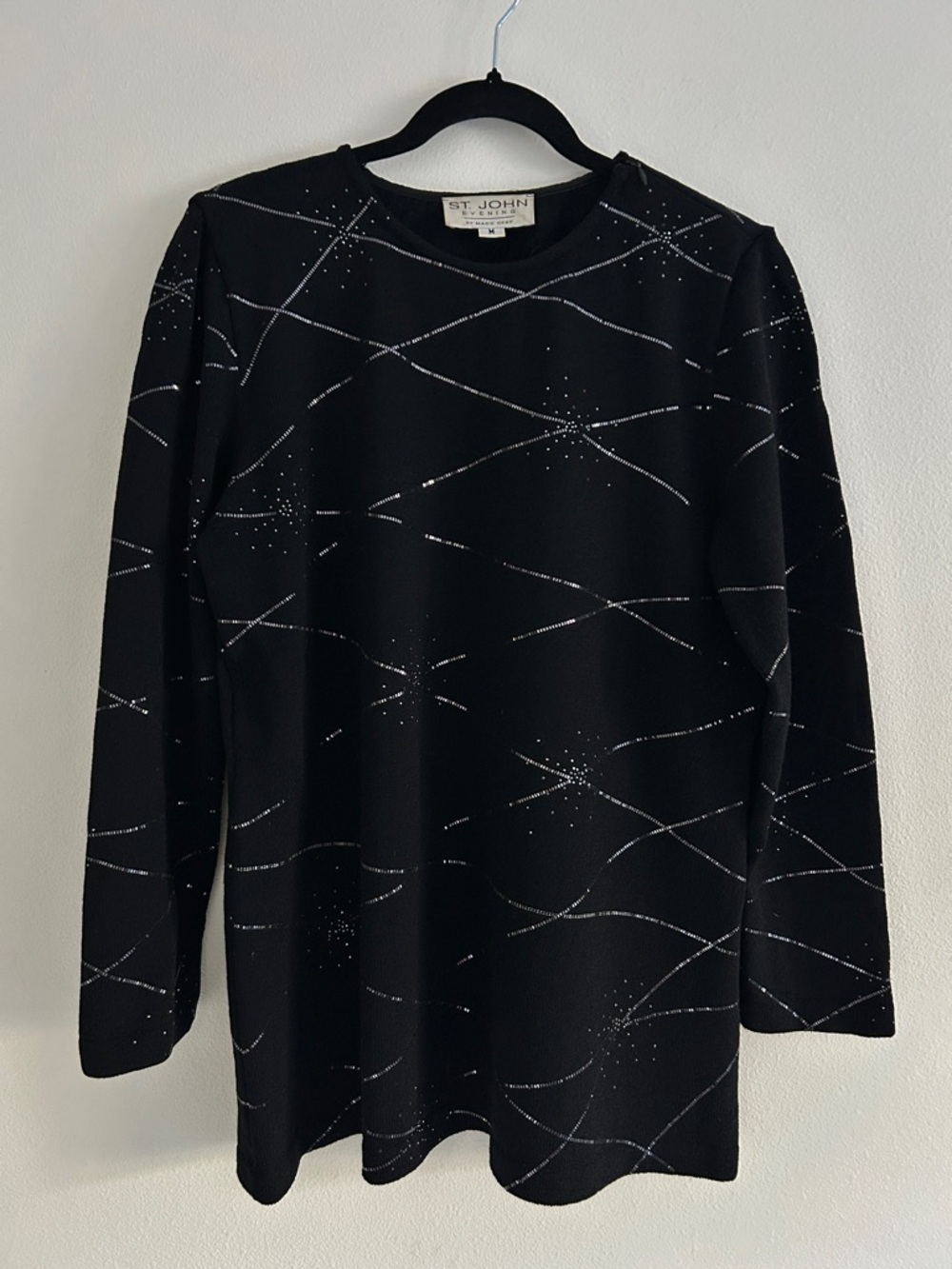 St. John Evening Sparkly Bling Longer Sweater Holiday Vintage Size Medium